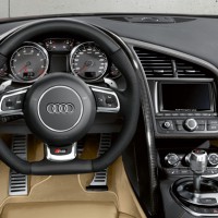 Audi R8 Spyder: место водителя руль, педали, приборы